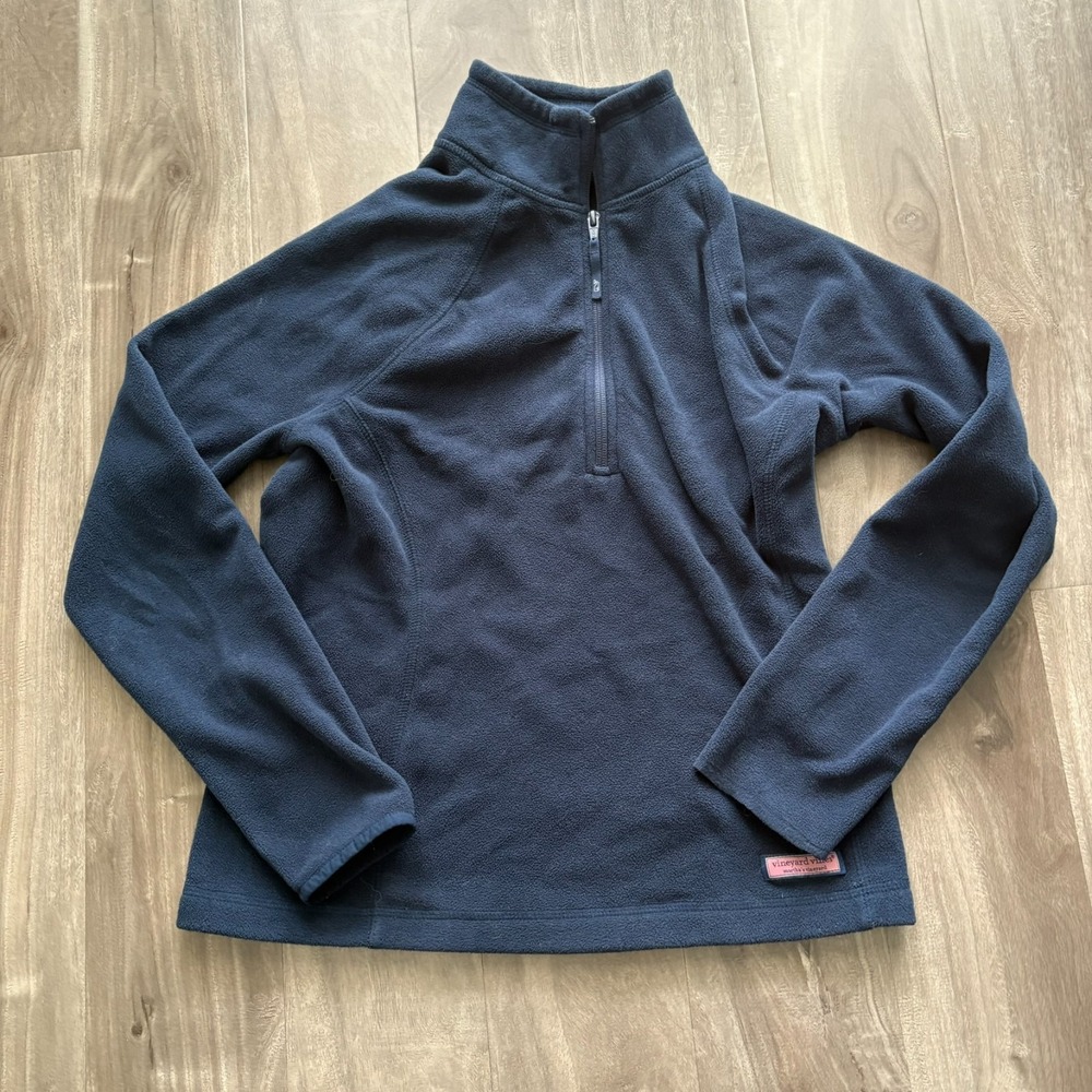 Vineyard Vines Women's XS Navy Blue Fleece 1/4 Zip Pullover Martha's Vineyard